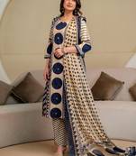 women printed mirror work  cotton kurta with trousers & with dupatta