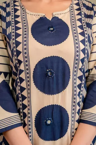 women printed mirror work  cotton kurta with trousers & with dupatta