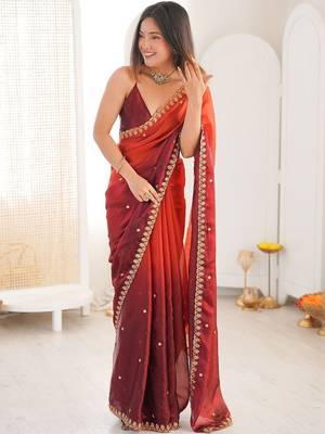 Multicolor embellished embroidered tissue saree 5