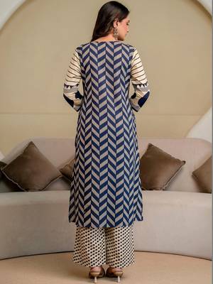 women printed mirror work  cotton kurta with trousers & with dupatta 4