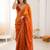 Orange embellished embroidered tissue designer saree