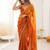 Orange embellished embroidered tissue designer saree