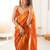 Orange embellished embroidered tissue designer saree