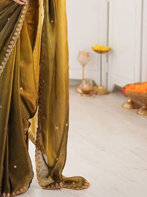 Multicolor ombre embroidered tissue saree 4