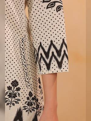 women printed regular  cotton kurta with trousers 5