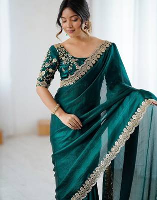 Green green embellished tissue sarees 2