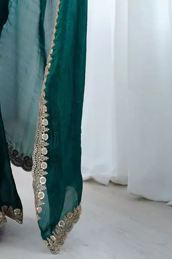 Green green embellished tissue sarees