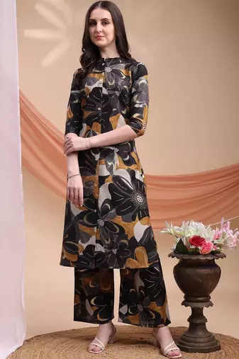 women floral printed regular kurta with palazzos