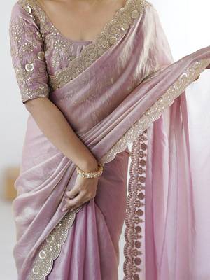 Purple purple embellished tissue sarees 2