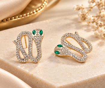 Anti-tarnish, gold-tone finish, pave crystal setting, stud back closure, statement jewellery 2