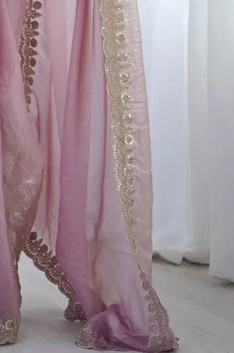 Purple purple embellished tissue sarees