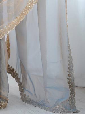 Beige beige embellished tissue sarees 4