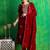 women ethnic motifs embroidered regular thread work velvet kurta with trousers & with dupatta