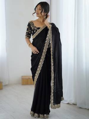 Black black embellished satin sarees 2