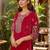 women ethnic motifs embroidered regular thread work velvet kurta with trousers & with dupatta