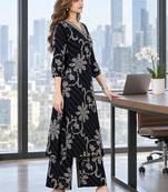women ethnic motifs printed regular kurta with palazzos