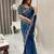 Teal women embellished beads and stones saree