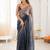 Blue embellished zari tissue heavy work saree