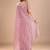 Pink ethnic motifs embroidered sequinned organza saree