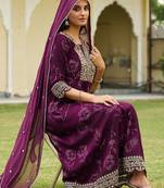 women ethnic motifs printed regular mirror work kurta with trousers & with dupatta