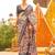 Cream ethnic motifs printed designer patola saree