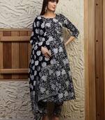 women floral printed  cotton a-line kurta with trouser & dupatta