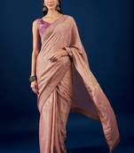 Beige beige & gold-toned ethnic motifs printed zari  chiffon saree