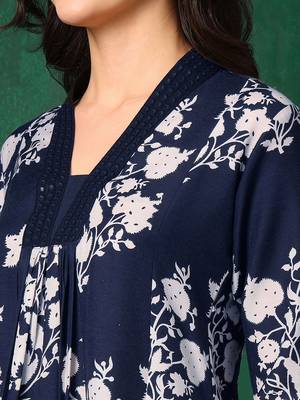 women floral printed & embroidered sequinned kurta with trousers & dupatta 2