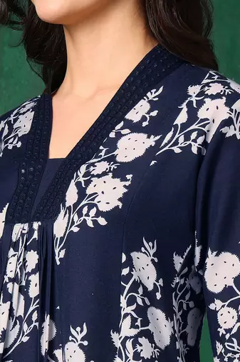 women floral printed & embroidered sequinned kurta with trousers & dupatta