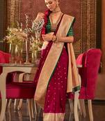 Pink ethnic motifs jaali silk blend banarasi saree