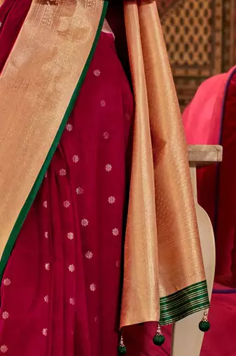 Pink ethnic motifs jaali silk blend banarasi saree