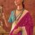 Pink woven design zari silk blend banarasi saree