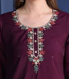 embroidered thread work chanderi cotton kurta with trousers & dupatta