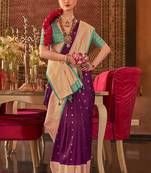 Purple ethnic motifs zari  banarasi saree
