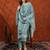 embroidered tie-up neck thread work straight kurta with trousers & dupatta