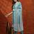 embroidered tie-up neck thread work straight kurta with trousers & dupatta