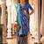 Navy blue navy blue & gold-toned ethnic motifs woven design zari ikat saree