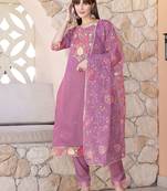 women floral embroidered kurta with trousers & dupatta