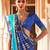 Navy blue navy blue & gold-toned ethnic motifs woven design zari ikat saree