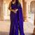 Purple embellished beads and stones  cotton khadi saree