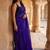 Purple embellished beads and stones  cotton khadi saree