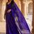 Purple embellished beads and stones  cotton khadi saree