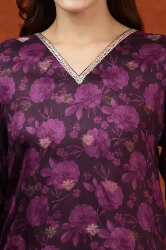 women floral printed kurta with trousers & dupatta