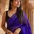 Purple embellished beads and stones  cotton khadi saree