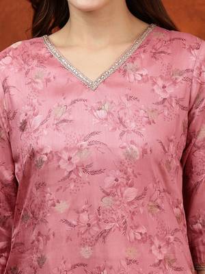 women floral printed kurta with trousers & dupatta 2