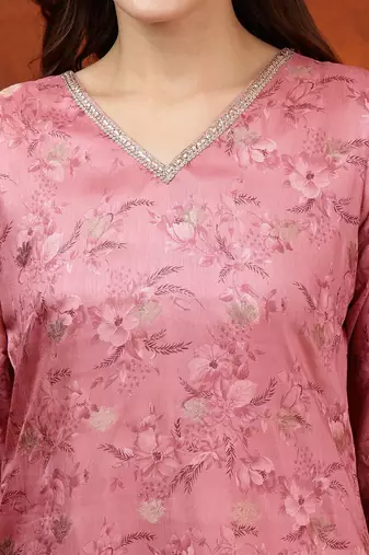 women floral printed kurta with trousers & dupatta