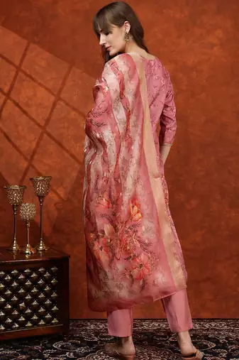 women floral printed kurta with trousers & dupatta