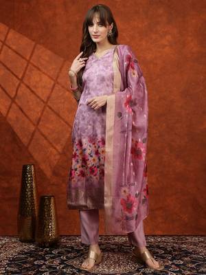 women floral printed kurta with trousers & dupatta 1
