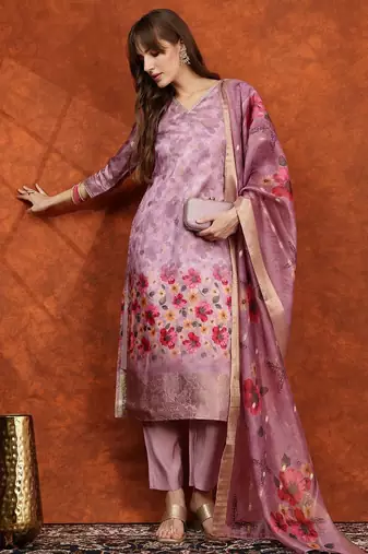 women floral printed kurta with trousers & dupatta