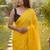Yellow embellished zari  cotton handloom khadi saree